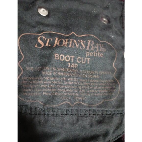 St Johns Bay Pants Ladies 14 Petite Corduroy Bootcut Maroon - Picture 6 of 7